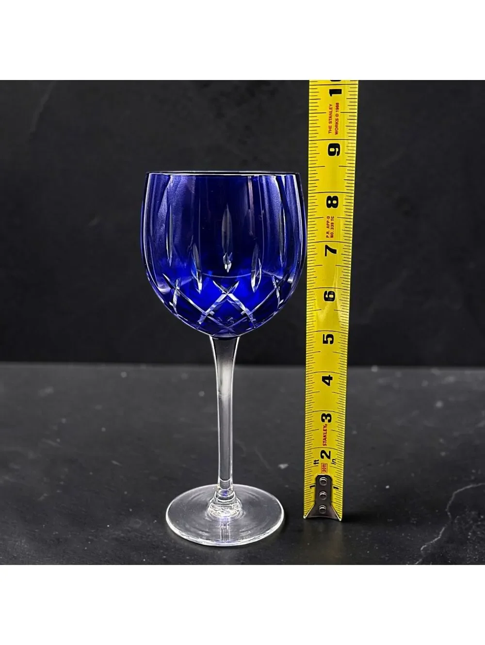 Vintage Gorham Crystal Lady Anne Sapphire Blue Hock Wine Glass 8 3/8